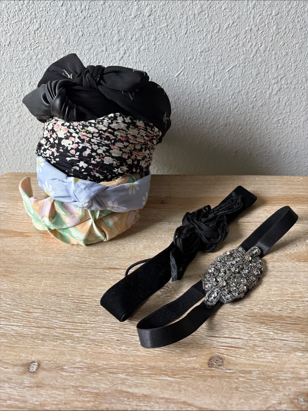 Mixed Women's Headband Set - Black, Floral, Pastel, Faux Leather